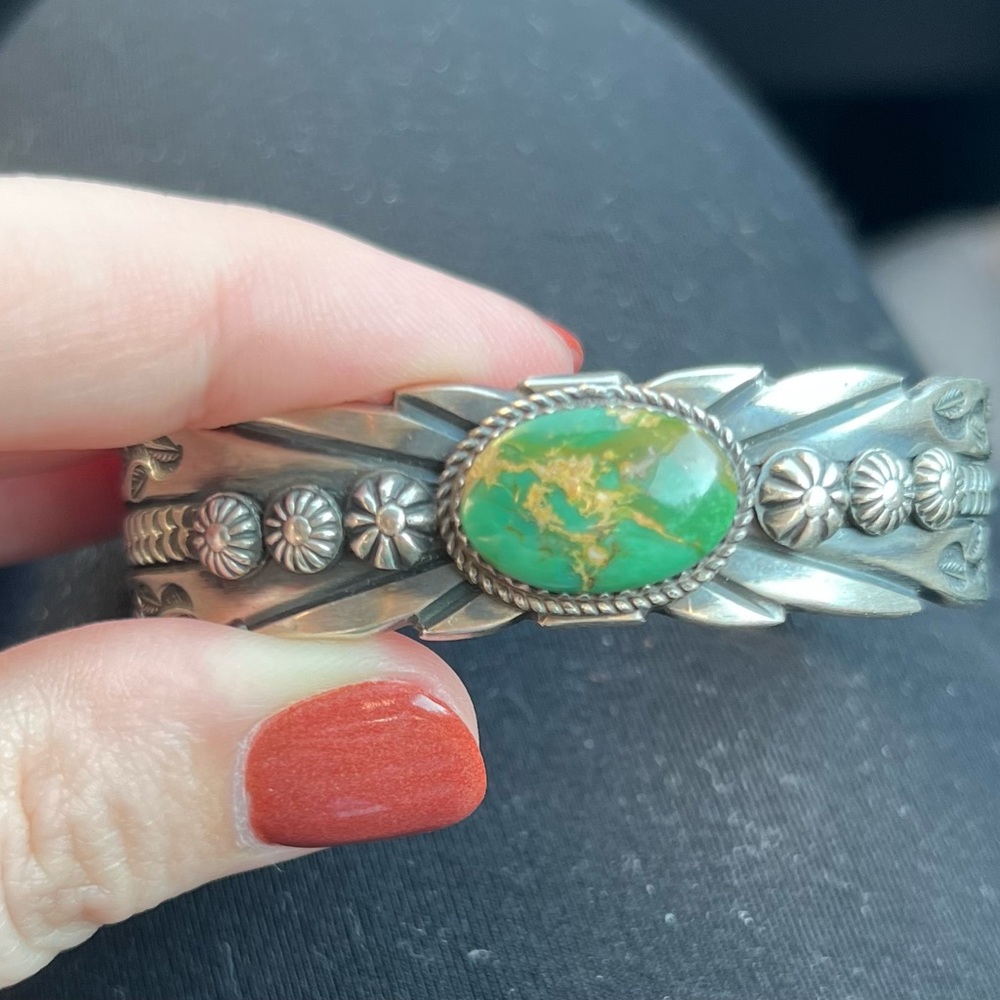 Mary Cayatineto Sonoran Gold Turquoise Bracelet (Native American Made)